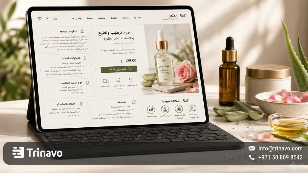 عرض المكونات والتركيبة بشفافية