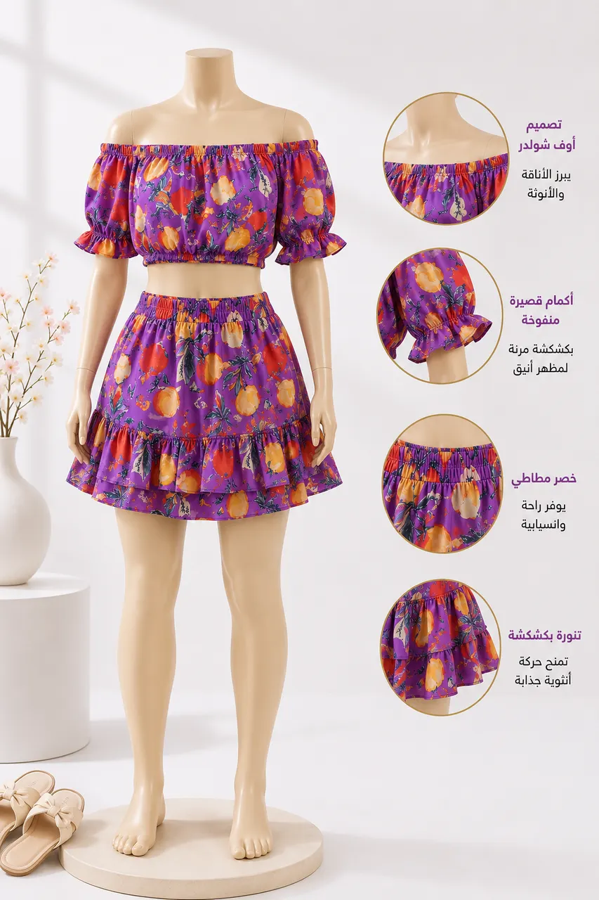 طقم تنورة تفريعة
