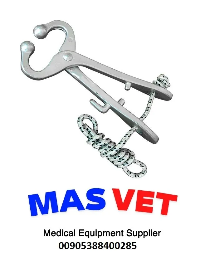 ماسك (كماشة) حلقية لأنف الابقار ، مشبك من الألمنيوم المقاوم للصدأ لحيوانات الثور مع أداة سحب الحبل