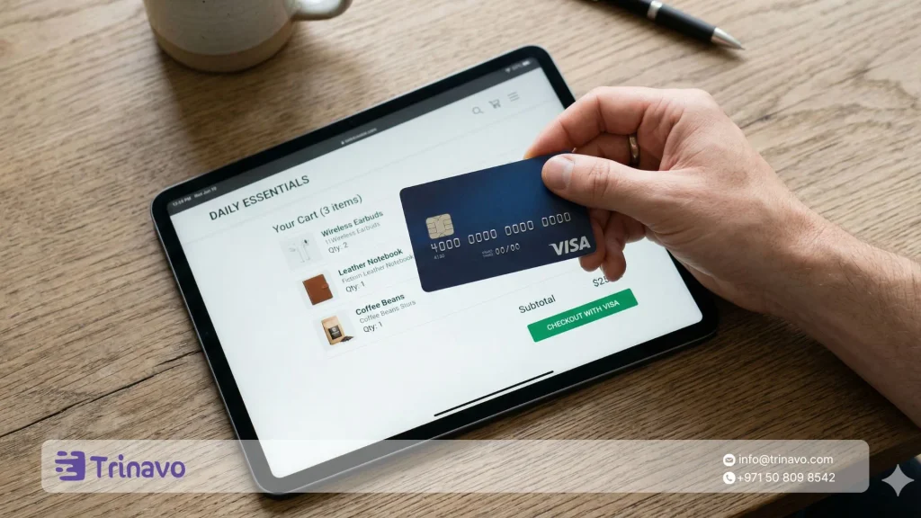 إجراءات الدفع عبر الإنترنت باستخدام بطاقة Visa