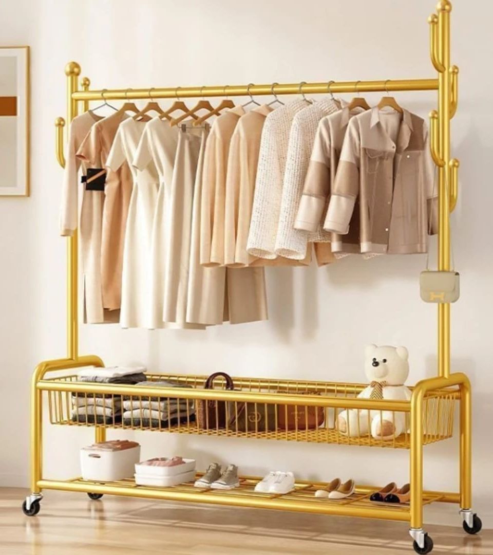 ستاند ملابس متعددة الاستخدامات مع رف سفلي