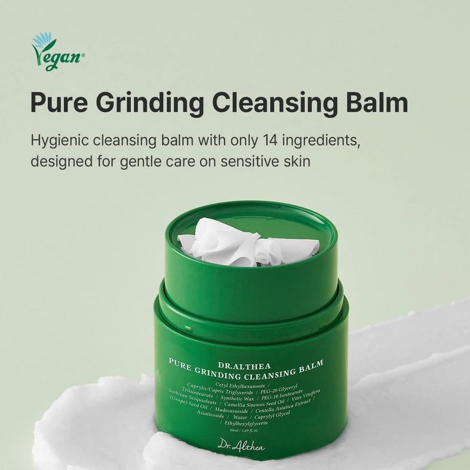 Dr.Althea Pure Grinding Cleansing Balm | Hygenic One-Step Makeup Remover with Madecassoside | Gentle, Soothing for All Skin Types, Gentle Sorbet Texture for Sensitive Skin, Travel Essentials