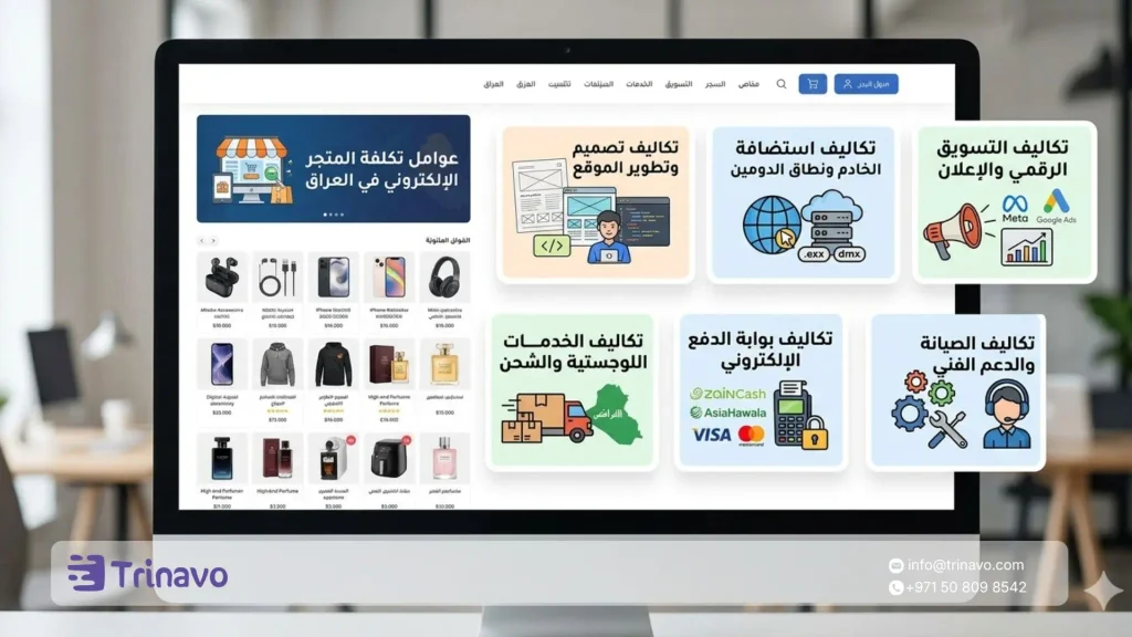 عناصر تكلفة إنشاء متجر إلكتروني في العراق