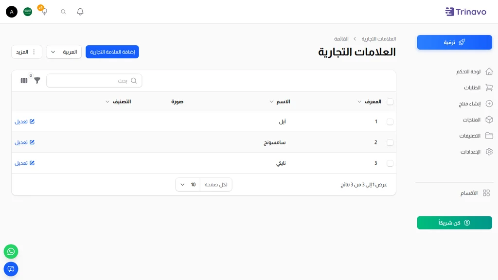 قائمة العلامات التجارية