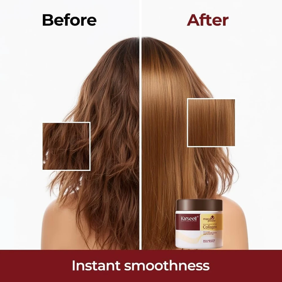 Karseell Hair Mask Deep Repair Treatment for Smooth, Soft Hair 500ml | With Collagen and Argan Oil, Helps Hydrate Hair, Control Frizz, and Leave Hair Soft & Shiny for Dry Damaged Hair