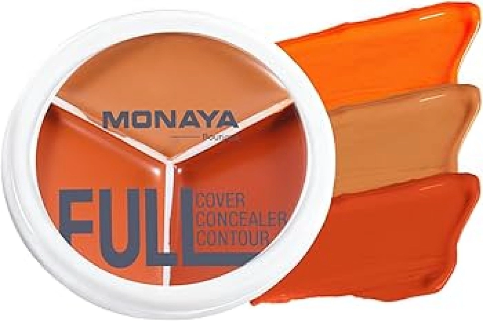 Monaya C007 Full Coverage Concealer & Contour – High Coverage Cream Formula, 3 Shades for Concealing, Sculpting & Defining, Long-Lasting, Smooth Blend, Vegan & Cruelty-Free (