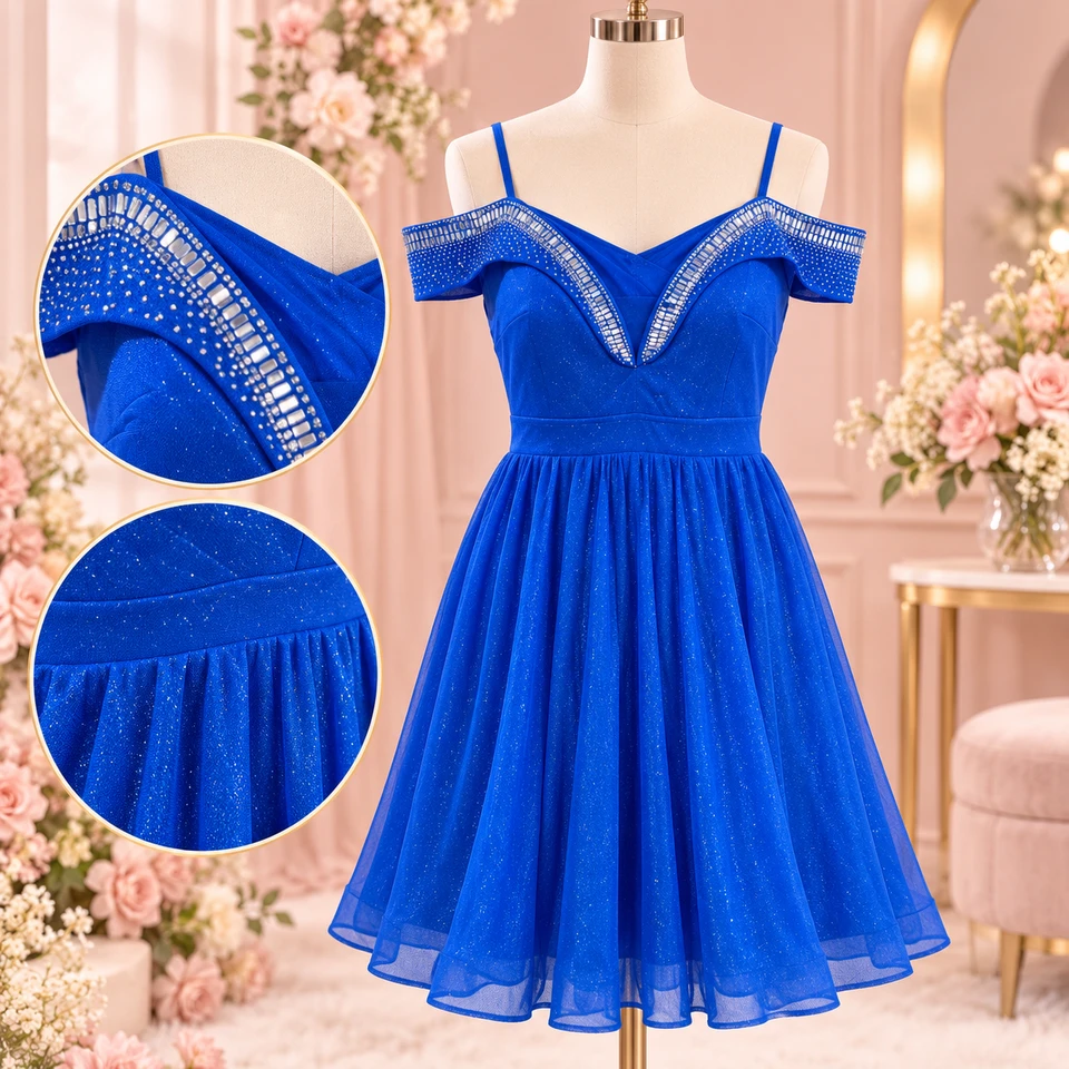 فستان سهرة كلوش رش السكر ✨👗