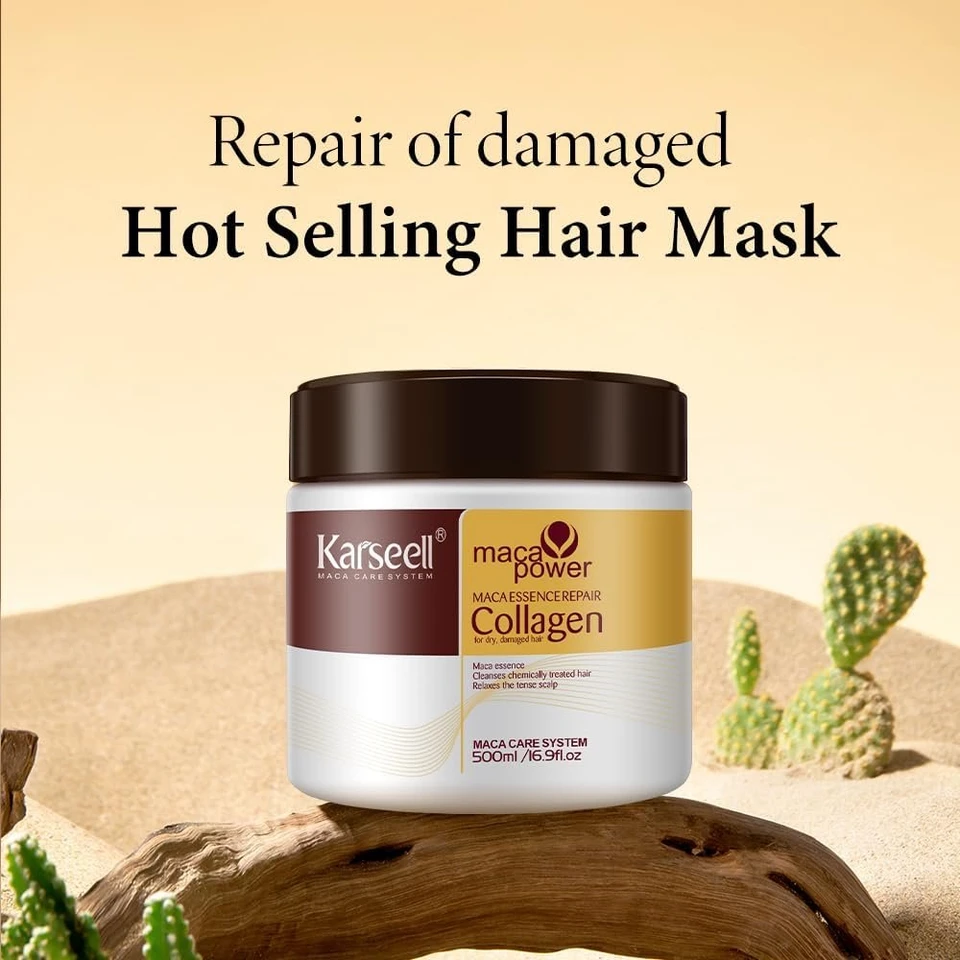 Karseell Hair Mask Deep Repair Treatment for Smooth, Soft Hair 500ml | With Collagen and Argan Oil, Helps Hydrate Hair, Control Frizz, and Leave Hair Soft & Shiny for Dry Damaged Hair