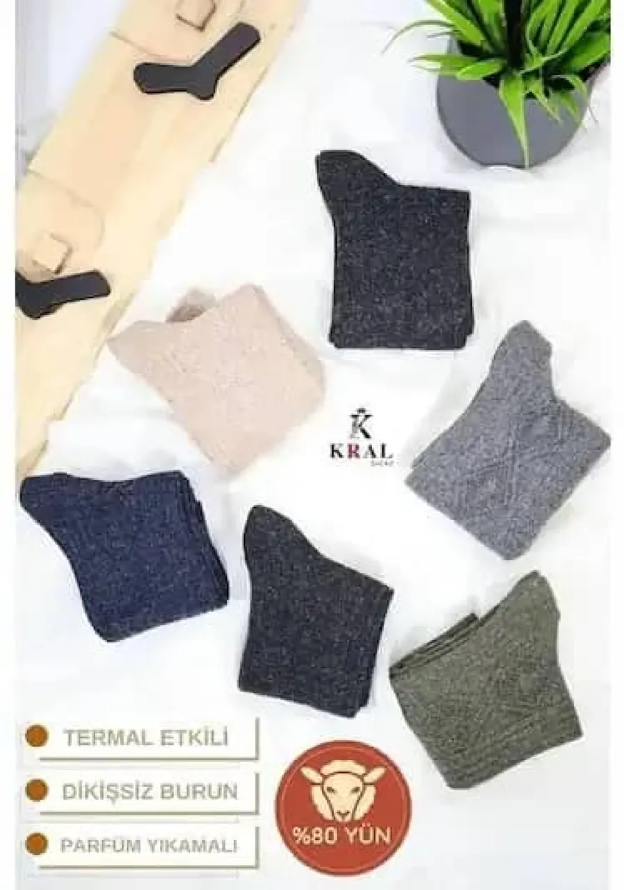 🐑 جوارب من صوف الحمل الشتوية🧣12 قطعة 📦