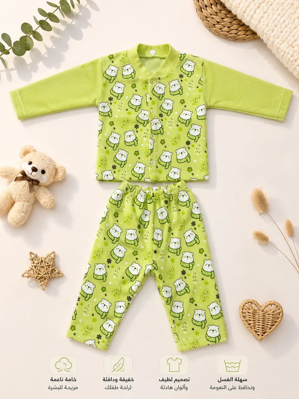 طقم بيبي مخمل ناعم – Baby Bear 🎀