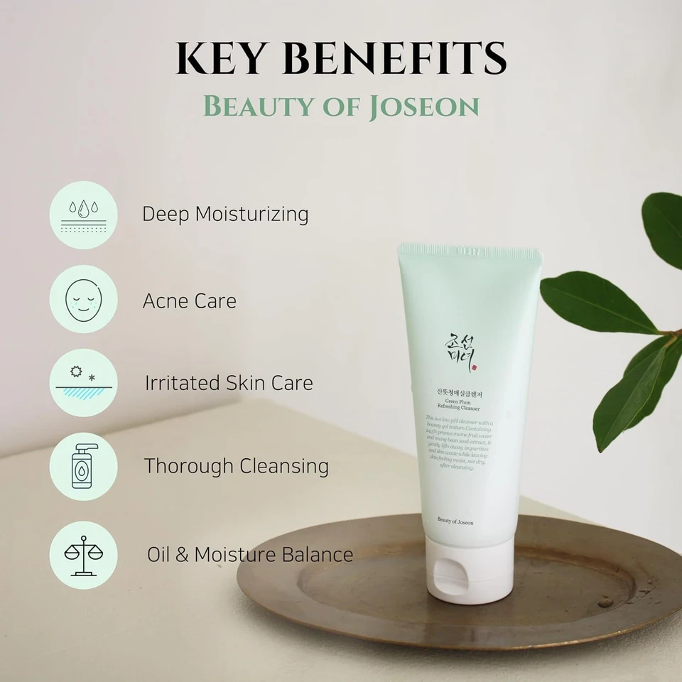 Beauty of Joseon Green Plum Refreshing Cleanser 100ml  Everyday Soothing, Natural Cleanser  Made In Korea  Sensitive Skin Friendly  Removes Impurities without Drying Skin Sensitive Skin Friendly