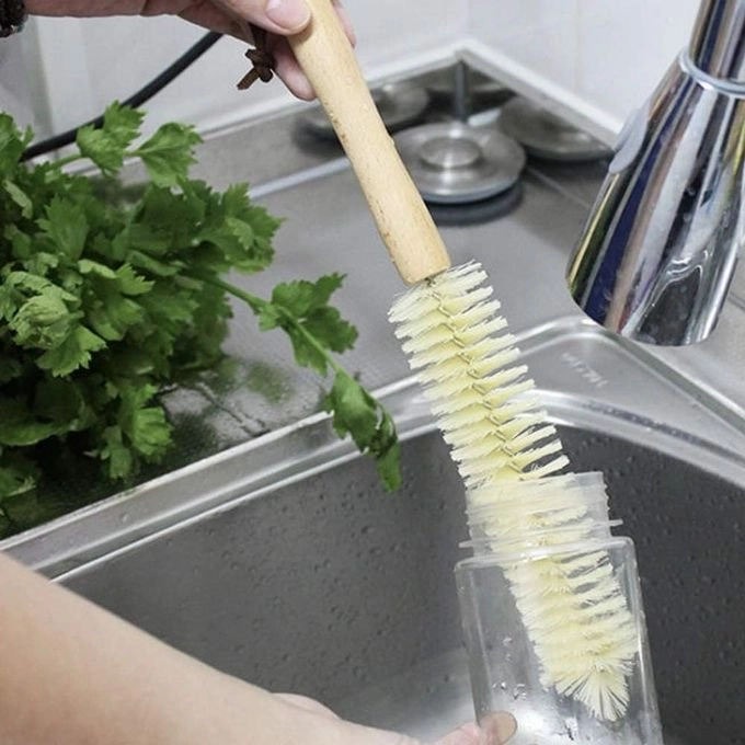 Wooden baby bottle cleaning brush