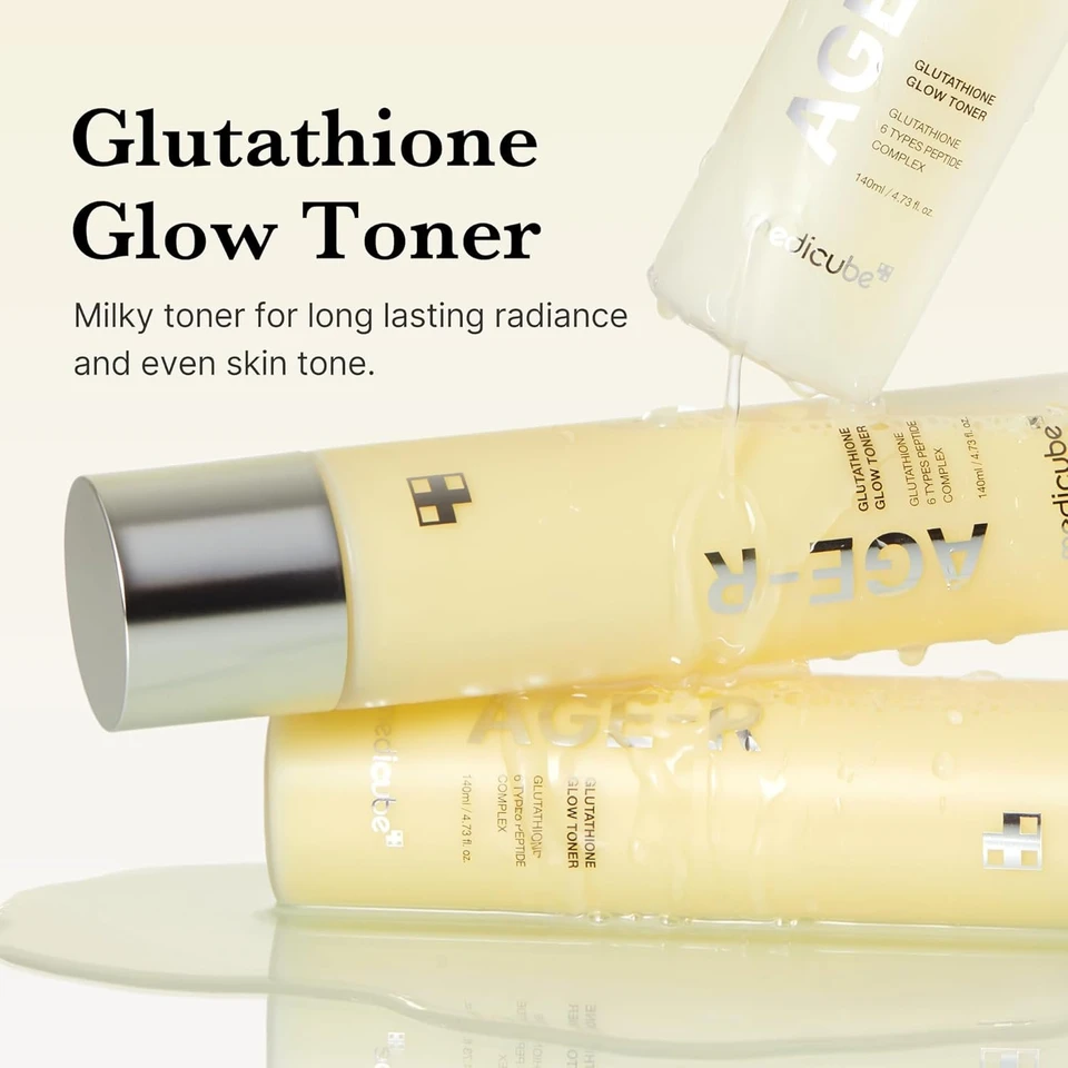 medicube Age-R Glutathione Glow Milky Toner, Low-Irritation Double Layer Toner for Glass Glow Skin with Peptide 140ml