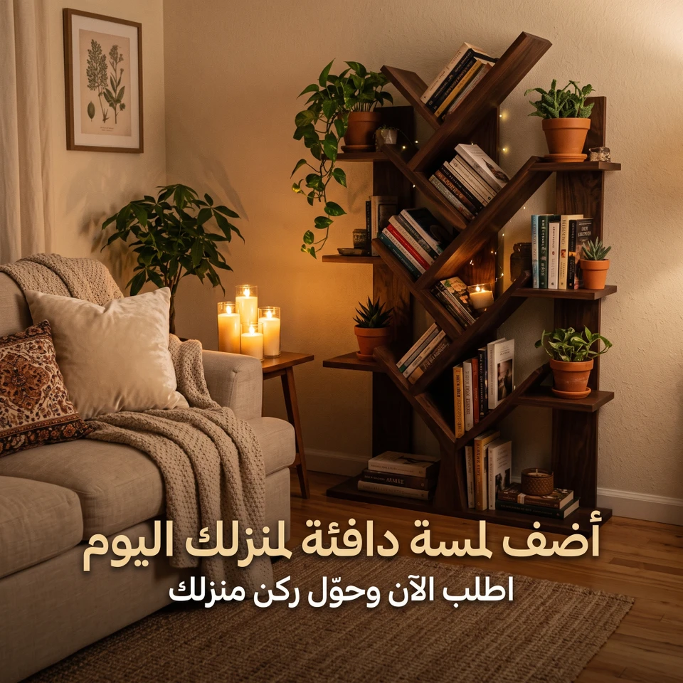 الرف الخشبي على شكل شجرة