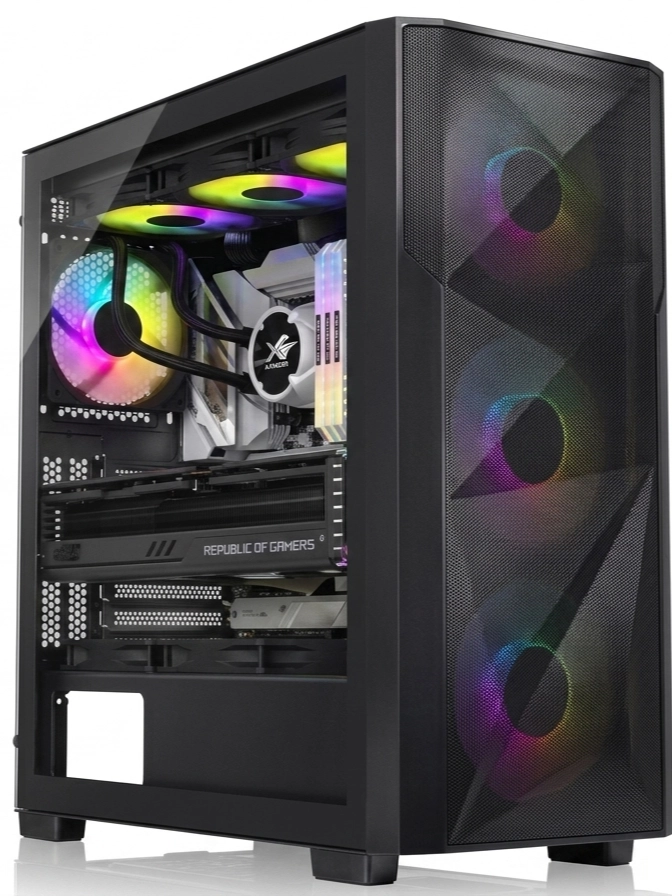 Xander Velox Flow e-ATX Medium Case, Front Mesh, Side Glass