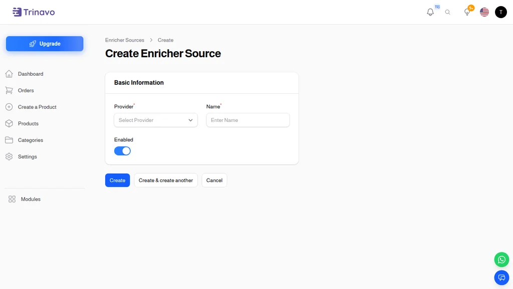 Create a new enricher source