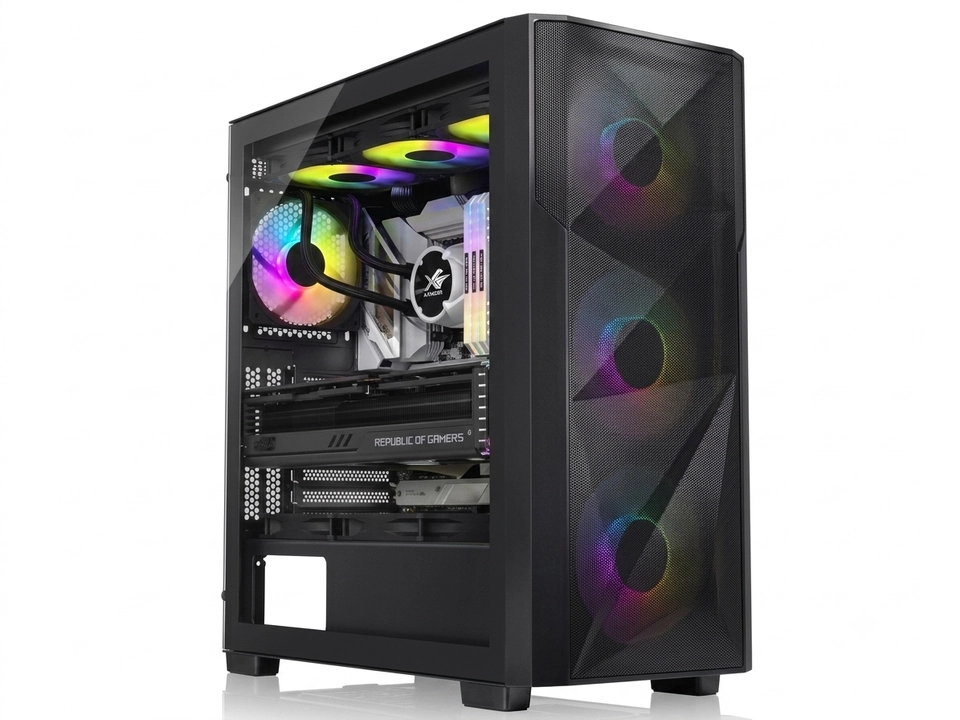 Xander Velox Flow e-ATX Medium Case, Front Mesh, Side Glass