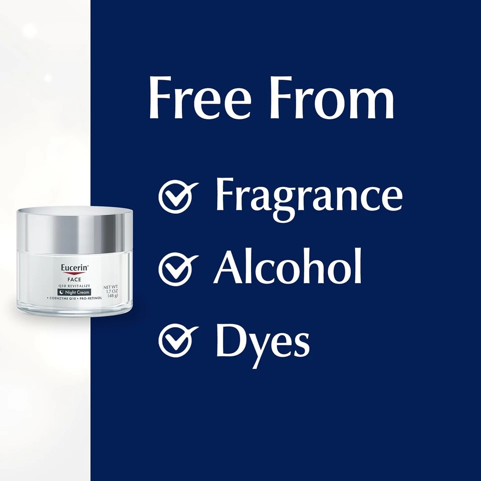 Eucerin, Face, Q10 Revitalize, Night Cream, Fragrance Free 48g