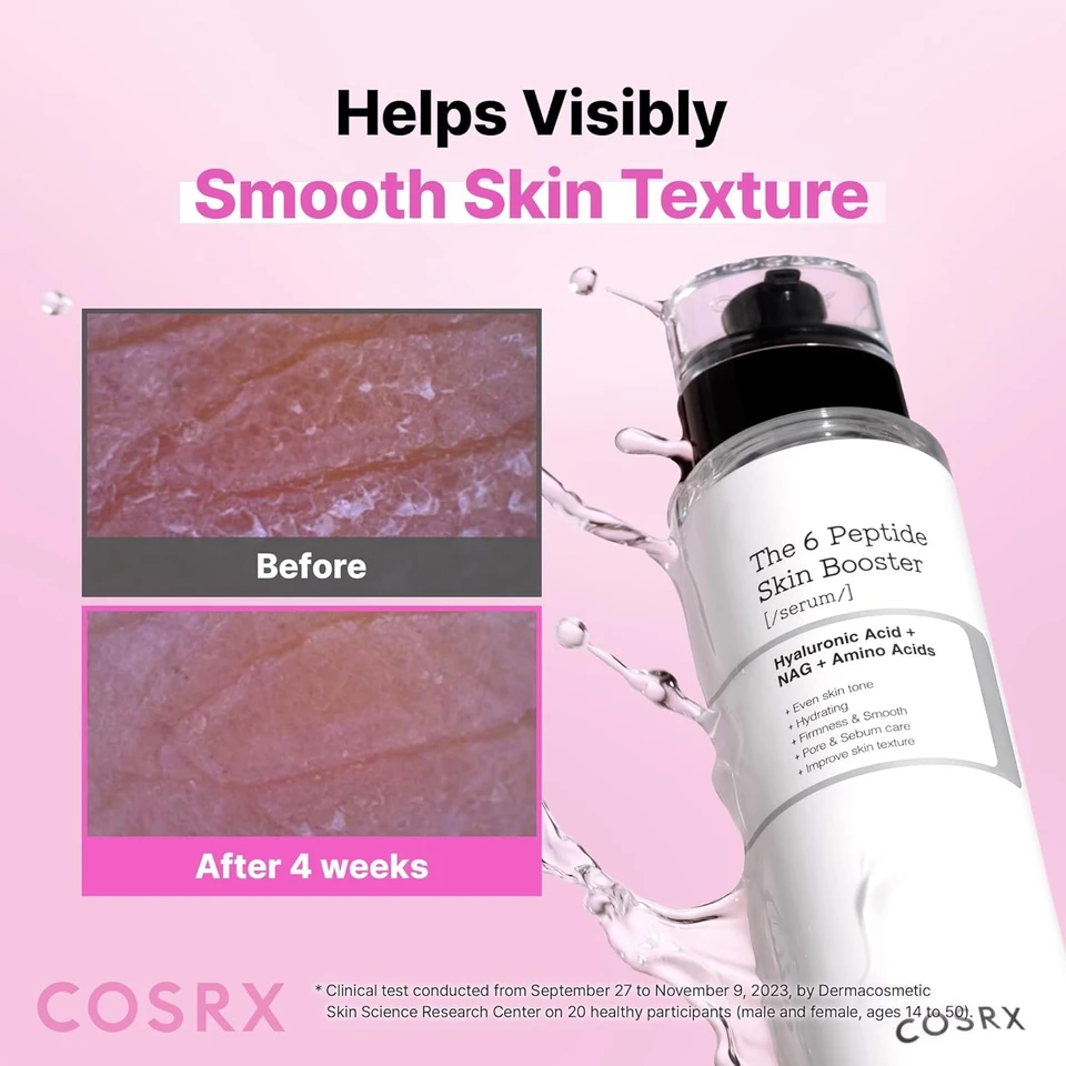 COSRX 6 x Peptide Collagen Booster Toner Serum 150 ml  Skin Renewal Boosting Facial Essence, Niacinamide & Hyaluronic Acid for All Skin Types, Korean Skincare, Paraben Free