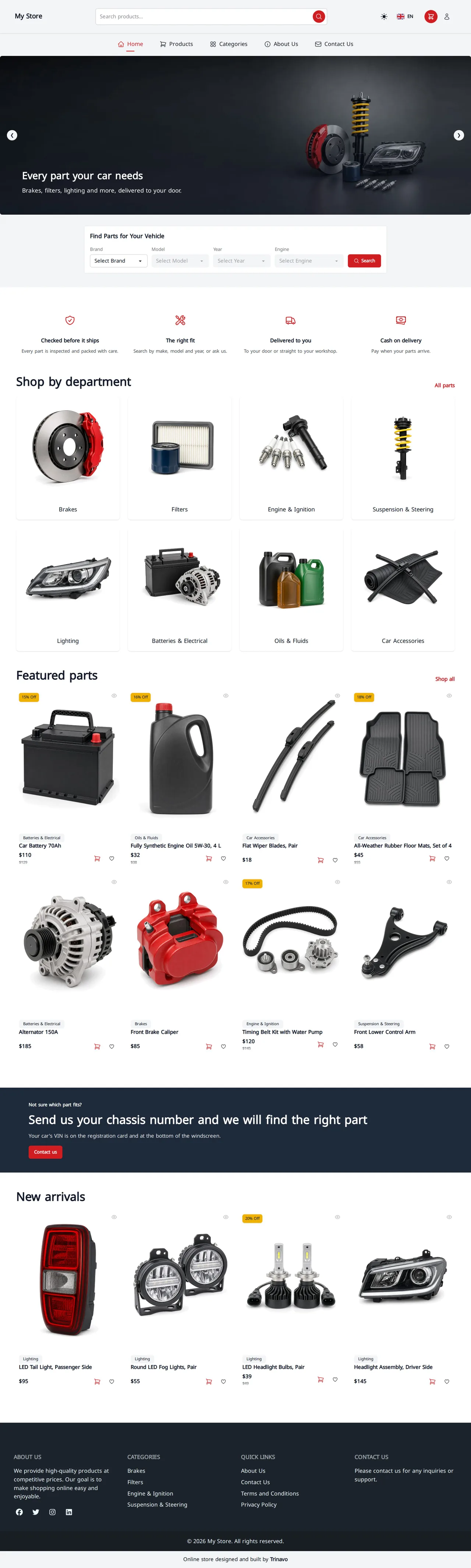The Auto Parts template on a computer