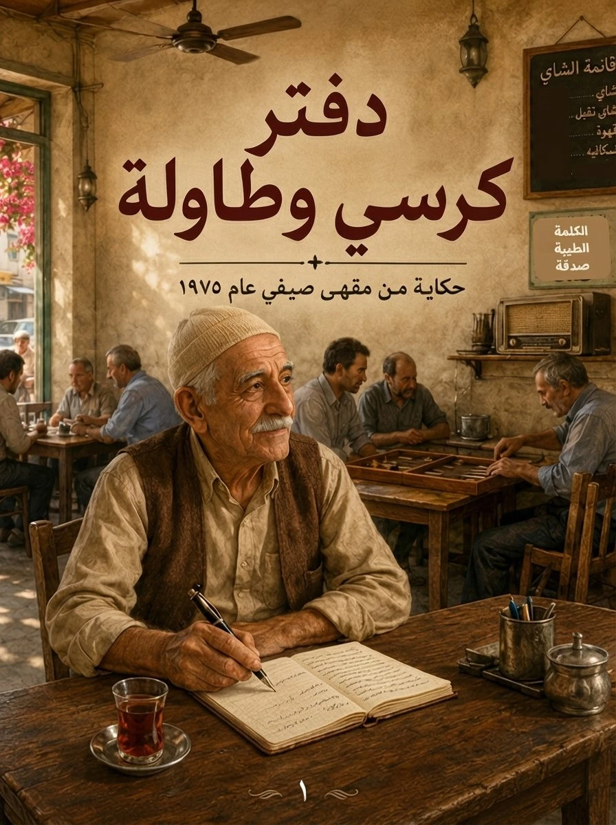 دفتر، كرسي وطاولة حكاية من مقهى صيفي «خليها علينا» – عام 1975