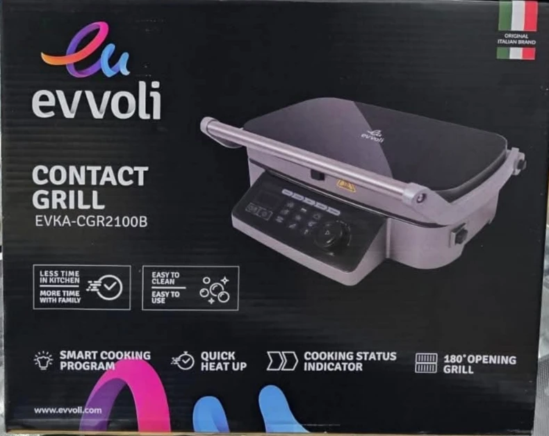 كابسة صاج وشواية كهربائية Evvoli موديل EVKA-CGR2100B