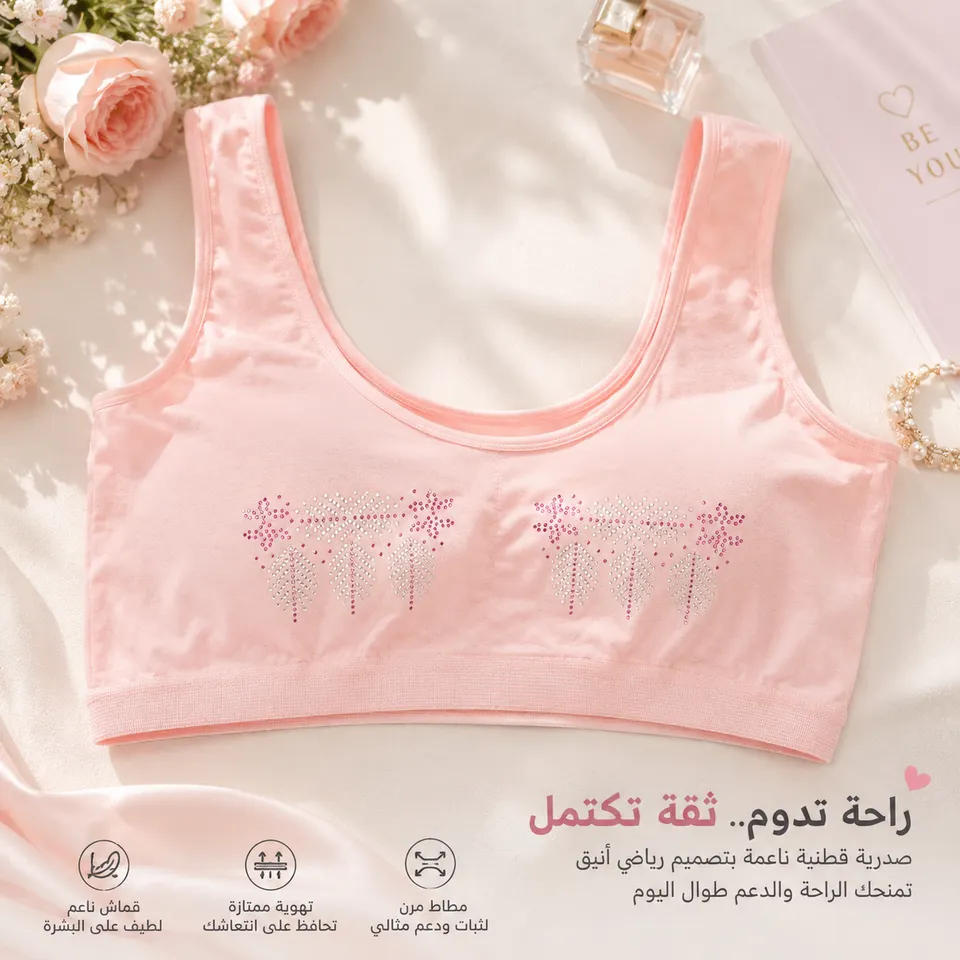 ستيانة قطن ليكرا حشوة عادي💕