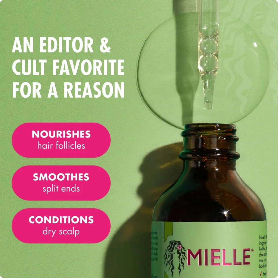  MIELLE - ROSEMARY MINT, SCALP & HAIR OIL, INFUSED W/BIOTIN & ENCOURGES GROWTH, FOR DAILY USE, SCALP TREATMENT, SPLIT END CARE & SCALP & STRENGTHENING OIL | Strengthens, Moisturises, Promotes Hair Growth, Dry Scalp & Split Ends Treatment