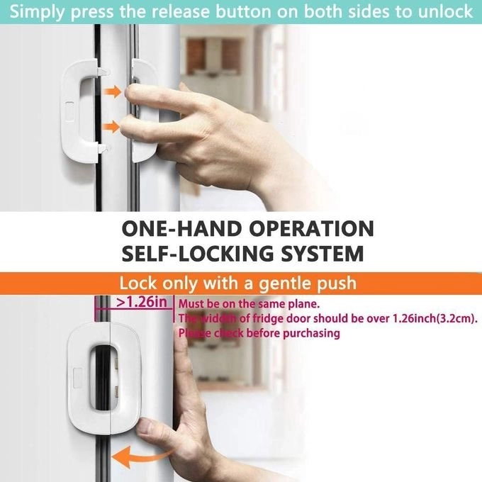 Upgrade your home refrigerator and freezer door lock for child safety. Easy to install and use with 3M VHB adhesive. No tools or drilling required.-  (Gray)