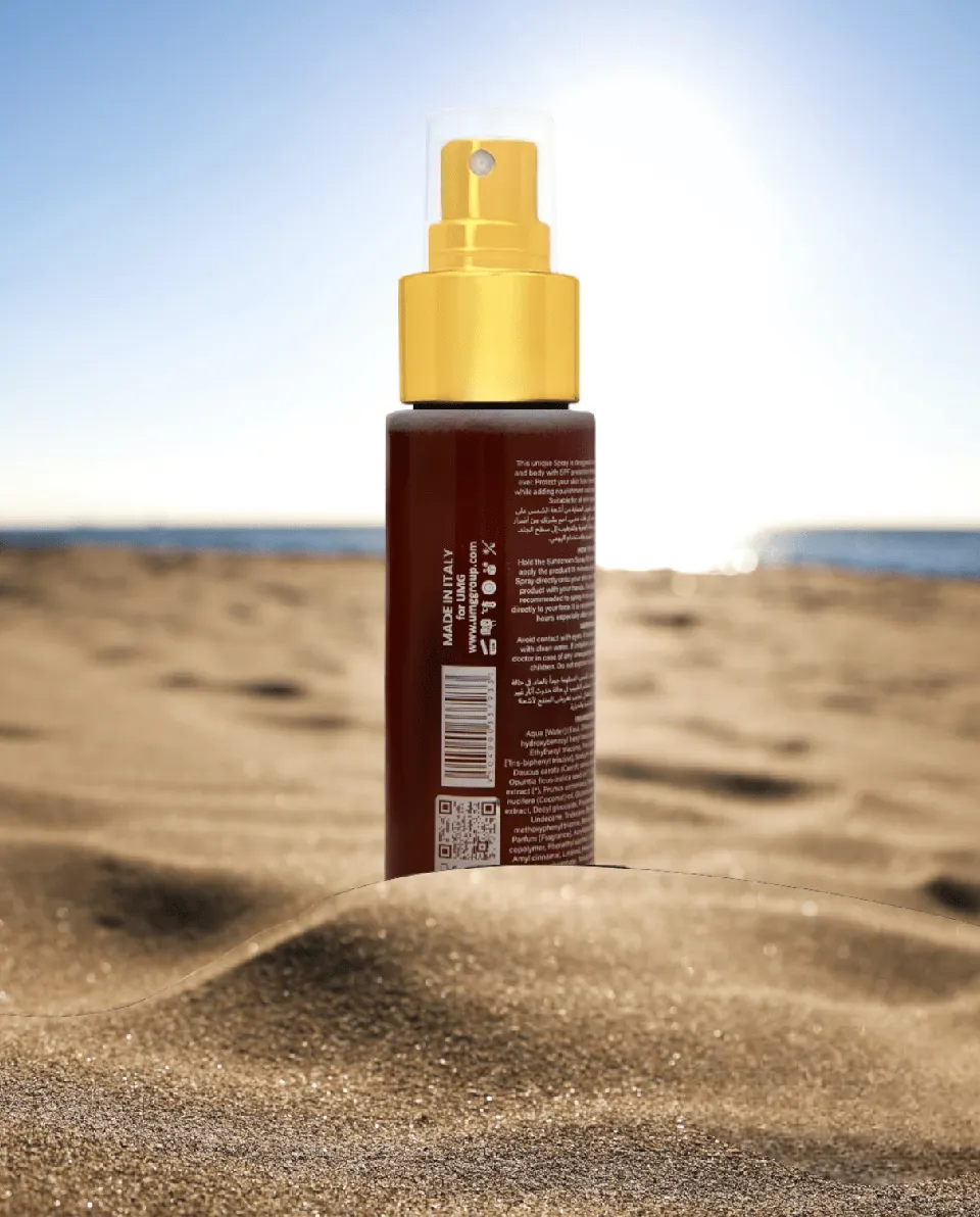 سپرای دژەخۆر بۆ دەم و جەستە بە SPF 50 لە کۆمپانیای Purevel